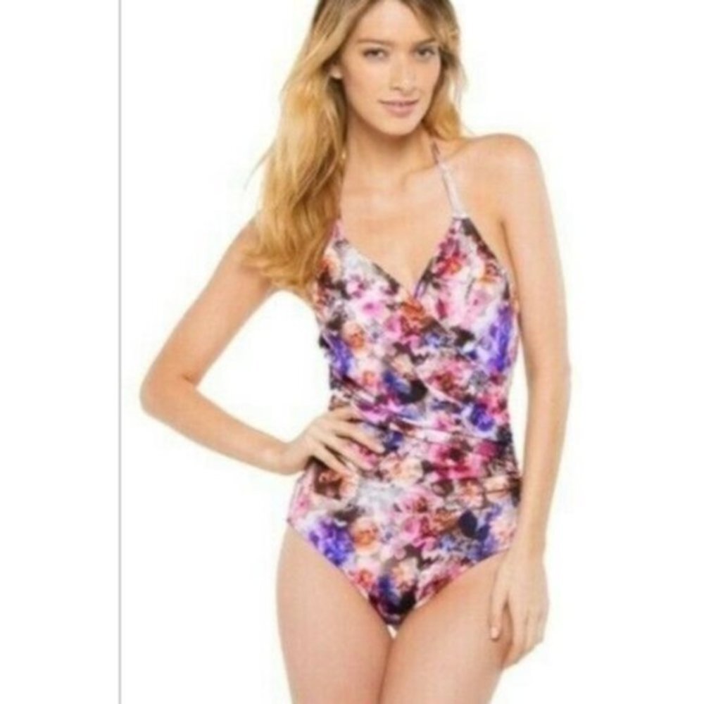 NWT Badgley Mischka Camila floral swimsuit sz6
